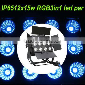 outdoor dmx512 control led par 12x15w RGB3in1 with large floodlight angle for decoration