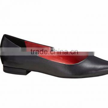Pretty women Low heel pointy toe classic ladies breatheable PU lining comfortable black sheep skin pump shoes