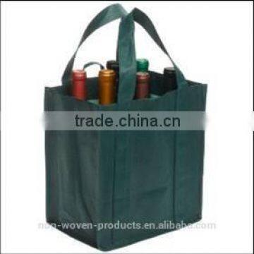 High sewing skill foldable reusable customized made wine bottle tote bag with non woven and cotton material