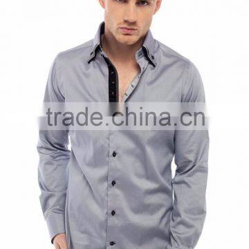 Stylish Slim Fit Triple Collar Grey Shirts for Men