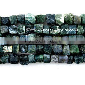 Moss Agate Hand Knapped Square Nuggets