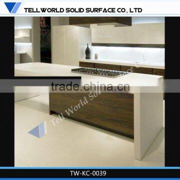 Tell World solid surface high quality acrylic kitchen counterotp with cabinet high gloss kitchen design