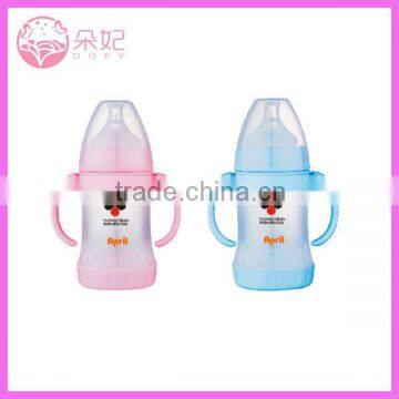 double handle wide-neck borosilicate glass baby bottle