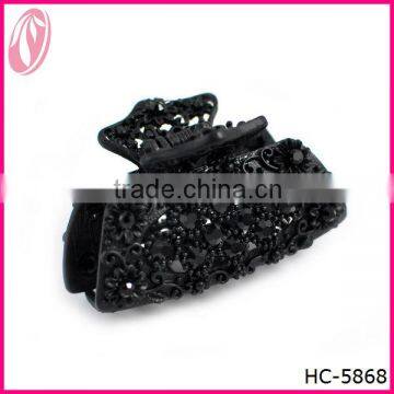 Russia Fashion Pure Black Crystal Hair Grips For Elegant Women