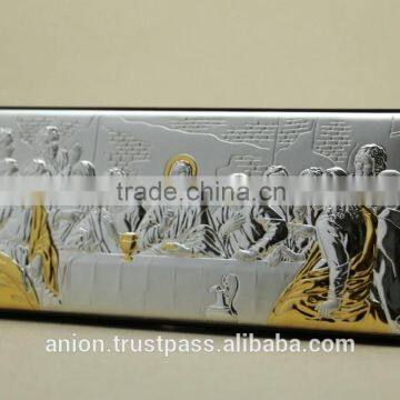Greek & Russian Orthodox Wooden Icon. Last Supper. Silver. Made in Italy photo-2