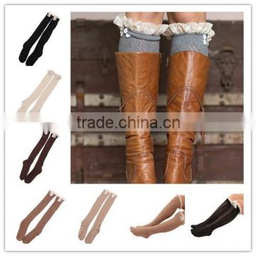 2015 Europe and America adult lace autumn winter knee high boot cuff socks women leg and foot warmers