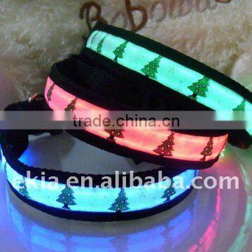 Christmas Day Christmas Tree Print LED Dog Collar For Sale