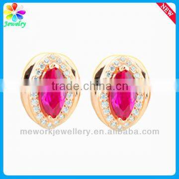 Ruby Gemstone Platinum Plating Silver Eardrop Ear Plug 925 Sterling Silver Hoop Gold Earring photo-6