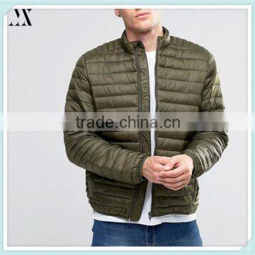 2016 Wholesale Man Jacket Quilted Jacket With Funnel Neck In Khaki Custom Jacket