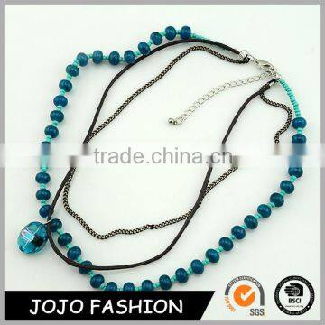 Latest design multi layers bead pendant jewelry seed bead necklace