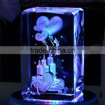 Beautiful crystal glass wedding gift items with led base