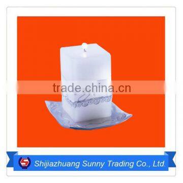 vWhite Square Pillar Candles For Valentine Day Decoration