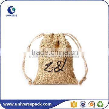 Eco Printed Custom Jute Pouch with Drawstring Wholesale