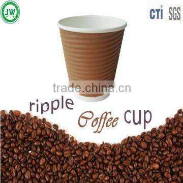 12oz vacuum style insulated paper cup kraft coffee cup ripple wall paper cup for hot drink