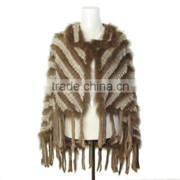 Women Fur Shawl Real Fox and Rabbit knitted Fur Shawl,KZ14097