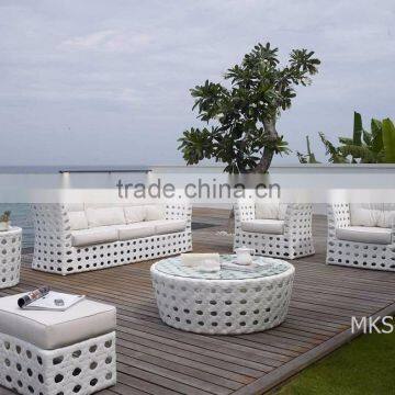 Synthetic Rattan Wicker Sofa Set Outdoor Furniture (1.2mm Alu Frame Powder Coated,10cm Thickness Cushion, Waterproof Fabric) photo-2