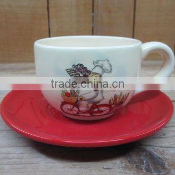 2015 new chef design ceramic coffee cup and saucer set