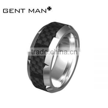 Wholesale Fashion New Design 8mm Tungsten Carbon Fiber Ring With cz photo-3