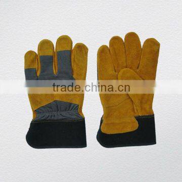 Cow split leather palm spandex back working glove