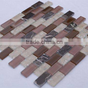 Multi purpose glass backsplash tile, decorative stone mix glass mosaic tile