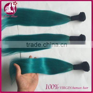 Brazilian ombre colored hair #1B # green two tone human hair weave