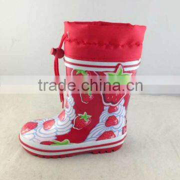 New look strawberry printing red collar water boots for kid