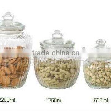 Glass apothecary jar with plastic seal and optical lines
