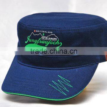 Custom Embroidered Cotton Military Hat Flat Top Hat With Sandwich Visor