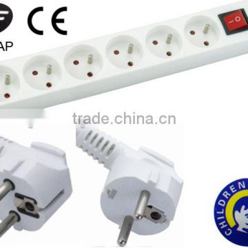 250V French switch Socket 6 outlets with CE NF approved