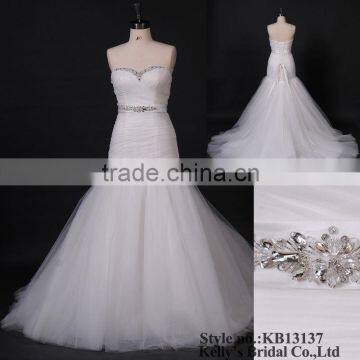 wedding dresses removable skirt of nice beading and crystal