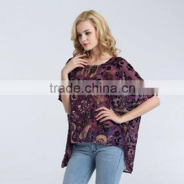 Women's Burnout Poncho With Paisley Floral Looking photo-4