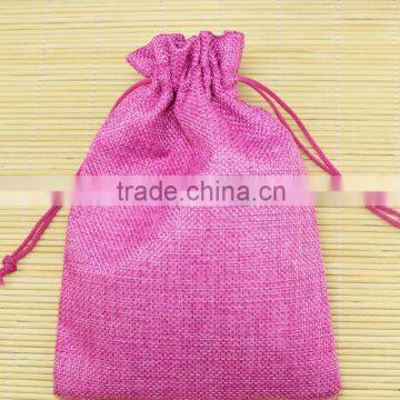 13cm*18cm Hot Pink Color Wholesale Custom Jute Bag Linen Cotton Bag