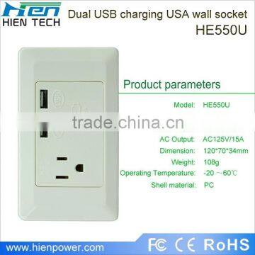America Type USB Wall Socket 1 Gang 2 USB Ports photo-2