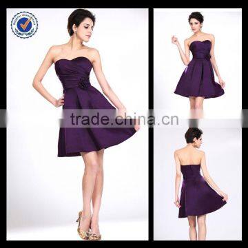 Sweetheart Purple Satin Mini Sash Zipper Bridesmaid Dresses Patterns bm00075