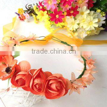 Orange Rose Flower Head Garland 100% Handmade Hawaii Head Wreath