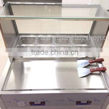 R22 Double Compressor Stainless Steel 110v 220v Electric Flat Pan Frozen Yogurt Rolling Ice Cream Machine With 8 Boxes photo-4