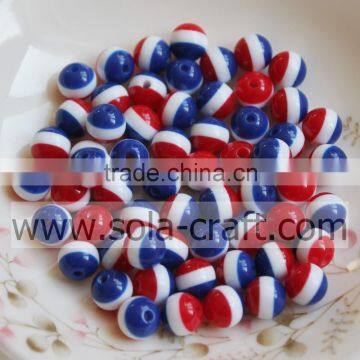 8*8MM & 5*6 MM Red Blue White Striped Beads Resin Epoxy Chunky Bubblegum Beads!! Loose Stripes Resin Beads!! !!