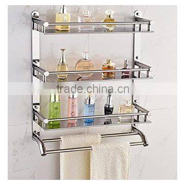 stainless steel bathroom shelves cosmetics shelves multi-function double hook racks towel racks(B-0277)