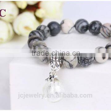 2016 Women Aromatherapy Diffuser Health Custom Stone Bead Elastic Charm Bracelet