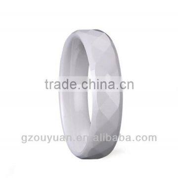 New Faceted White Ceramic Ring, Women's White Ceramic Ring