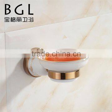 Wall mounted with bathroom zine alloy and ceramic with decorative design rose gold soap dish