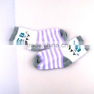 factory wholesale girl stripe purple colorful tight socks cotton,grey color in the bottom