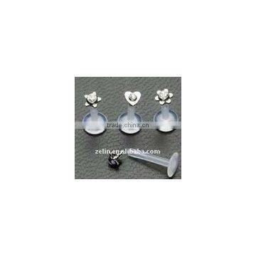 crystal design piercing lip ring body labret jewelry