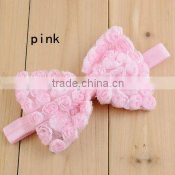 Fashion Baby Shabby Chiffon Rose Flower Hair Bow Headband New Design photo-3