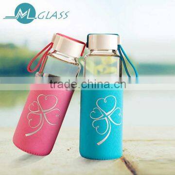 450ml high borosilicate glass bottle water bottle with portable lid colorful sleeve YH119 ML Glass