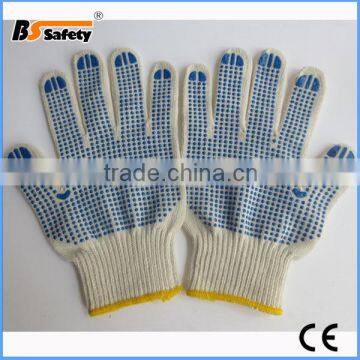 BSSAFETY 10 gauge cotton knitted blue PVC coated anti-slip working gloves