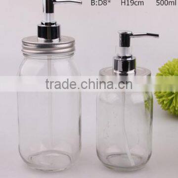 glass bottle with soap dispenser