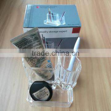 wholesale clear cosmetic acrylic makeup organizer with 3 grids for store jewelry cosmetic