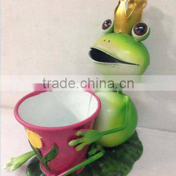 Garden Decoration Sitting Frog Metal Frog Garden Art Metal Garden Decoration Gerden Decor Stakes Metal Frog With Frlower Pot photo-4