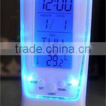 Digital LCD Display Time and Thermometer Snooze Clock / Square Blue LED Digital Clock / Music Clock / Automatic Calendar Clock photo-3